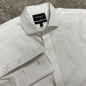 Bonobos Dress Shirt Mens 16.5x33 White Tailored Fit Italian Stretch French Cuff